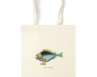 Cotton Tote Bag with Fish Logo and Strap – Stylish, Eco-Friendly Bags