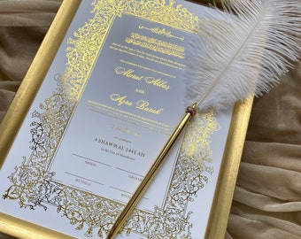 Foiled Nikkah Certificate A4: Personalized Muslim Marriage Keepsake
