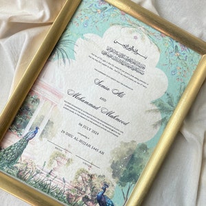 A3 A4 A5 Luxus Gehämmertes Nikkah Zertifikat | Schreibfeder |Nikkah Nama | Muslimische Heiratsurkunde | Personalisierte Namen |