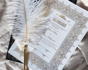Foiled Nikkah Certificate: Personalized Islamic Wedding Contract