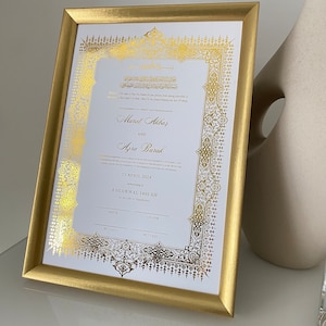 Personalisierbare Nikkah-Urkunde• Goldfarben•Hochwertige Nikah-Urkunde• Hochzeits-Urkunde•Nikkah Nama•Personalisiert•Nikkah Pen•Goldrahmen•