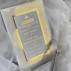 Luxus foliertes A4 Nikkah-Zertifikat | Schreibfeder |Nikkah Nama | Muslimische Heiratsurkunde | Personalisierte Namen | Koranvers |