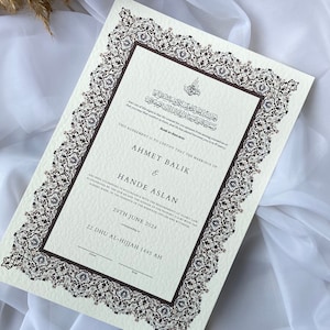 A3 A4 Luxus Gehämmertes Nikkah Zertifikat | Schreibfeder |Nikkah Nama | Muslimische Heiratsurkunde | Personalisierte Namen |