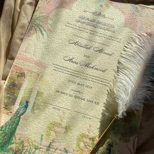 A3 A4 A5 Luxus Gehämmertes Nikkah Zertifikat | Schreibfeder |Nikkah Nama | Muslimische Heiratsurkunde | Personalisierte Namen |