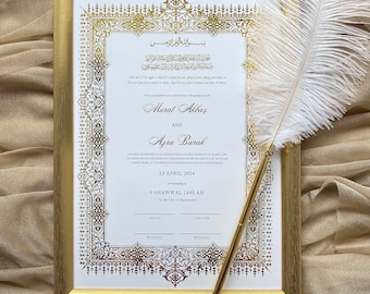 Gold Foiled Nikkah Certificate: Personalized Islamic Wedding Keepsake