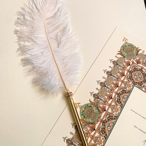 Luxus Nikkah Füller, Straußenfeder | Personalisierter Hochzeit-Unterzeichnungs-Stift | Questbuch-Füller | Qabool Hai