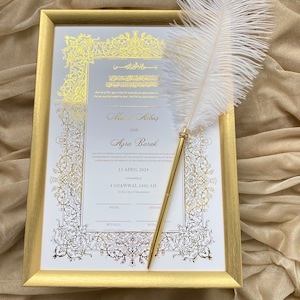 Foiled Nikkah Certificate: Personalized Islamic Wedding Contract Gift