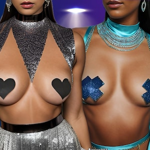 Conjunto de 4 pares de adesivos para mamilos KIKI, adesivos sensuais para mamilos, fitas em formato de cruz e estrela de coração, fantasia sexy, conjunto para festival rave