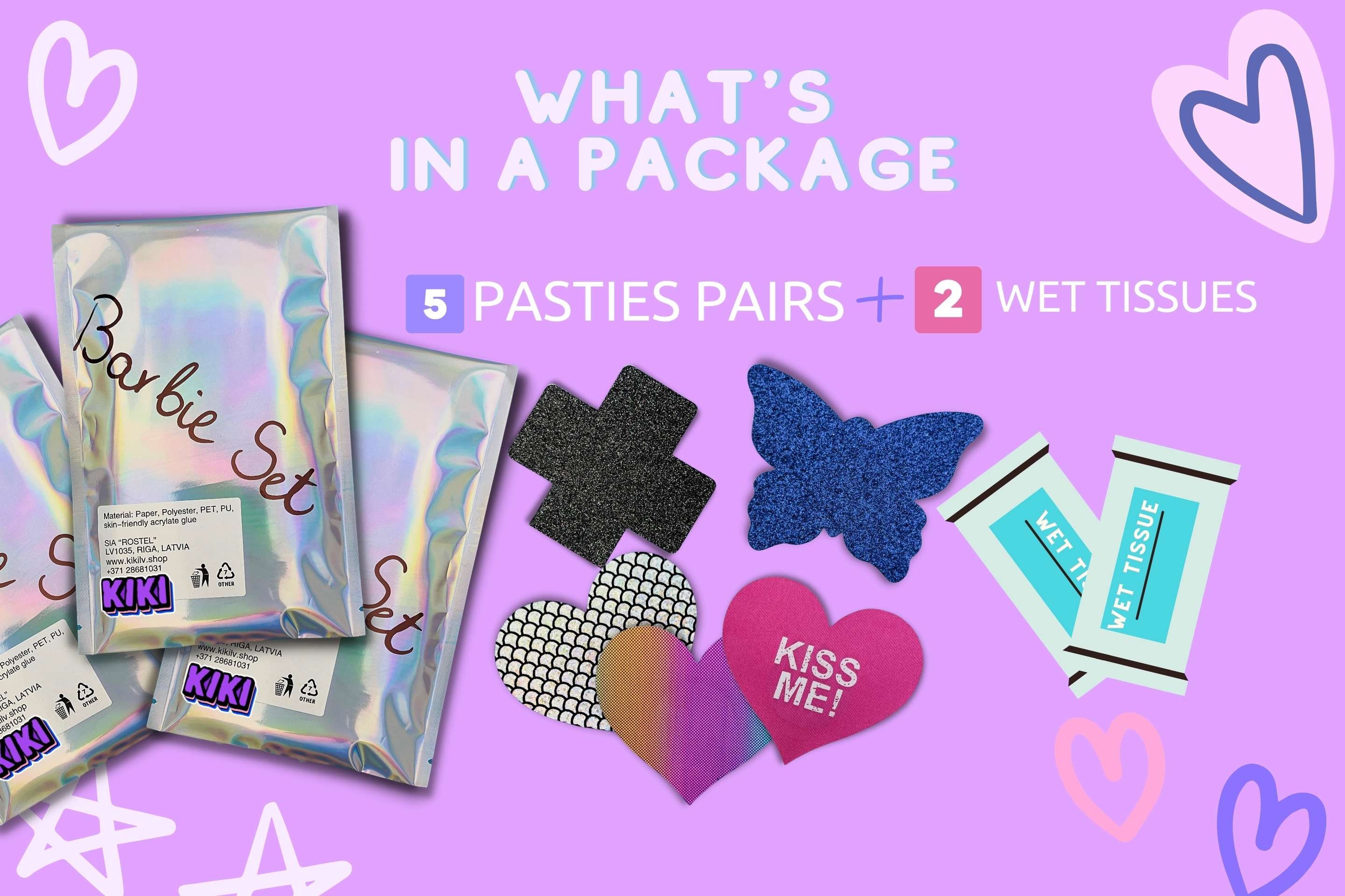 Choose 5 Pairs KIKI NIPPLE STICKERS Nipple Pasties Rave Pasty Heart