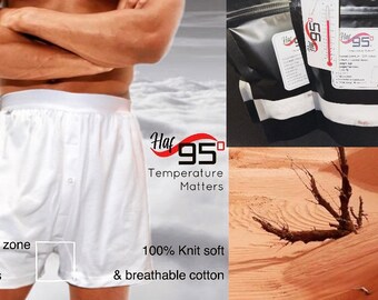 Haf95 Premium 100% Baumwolle Weiß Strick Boxer Unterwäsche in wiederverschließbarer schwarzer Tasche