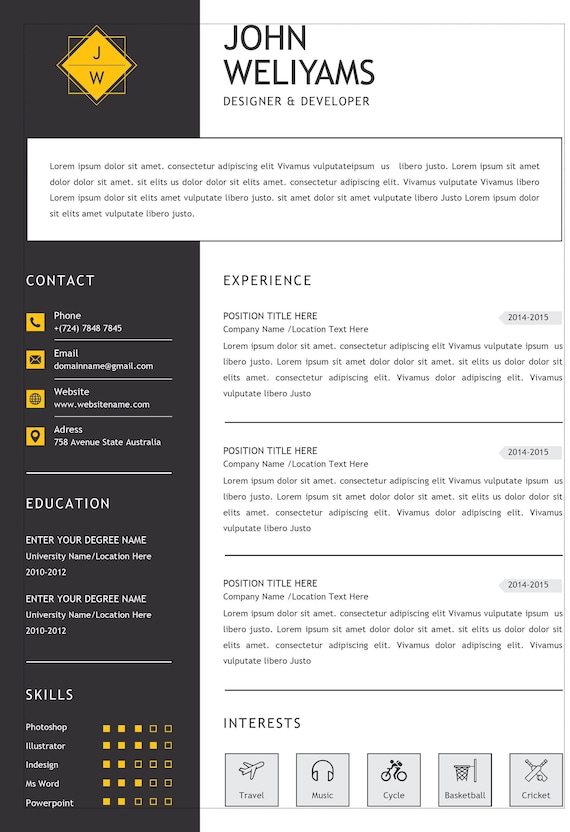 Word Template Self Introduction Template Editable Template - Etsy