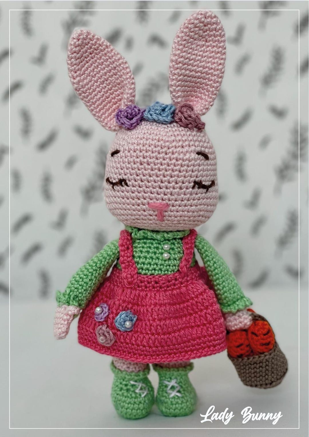 Handmade Crochet Bunny Toy in Light Pink Dress main image 0