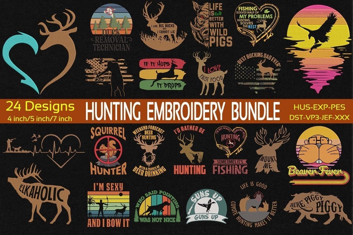 Set Bundle Hunting Design for Embroidery Machine, Bundle Hunting