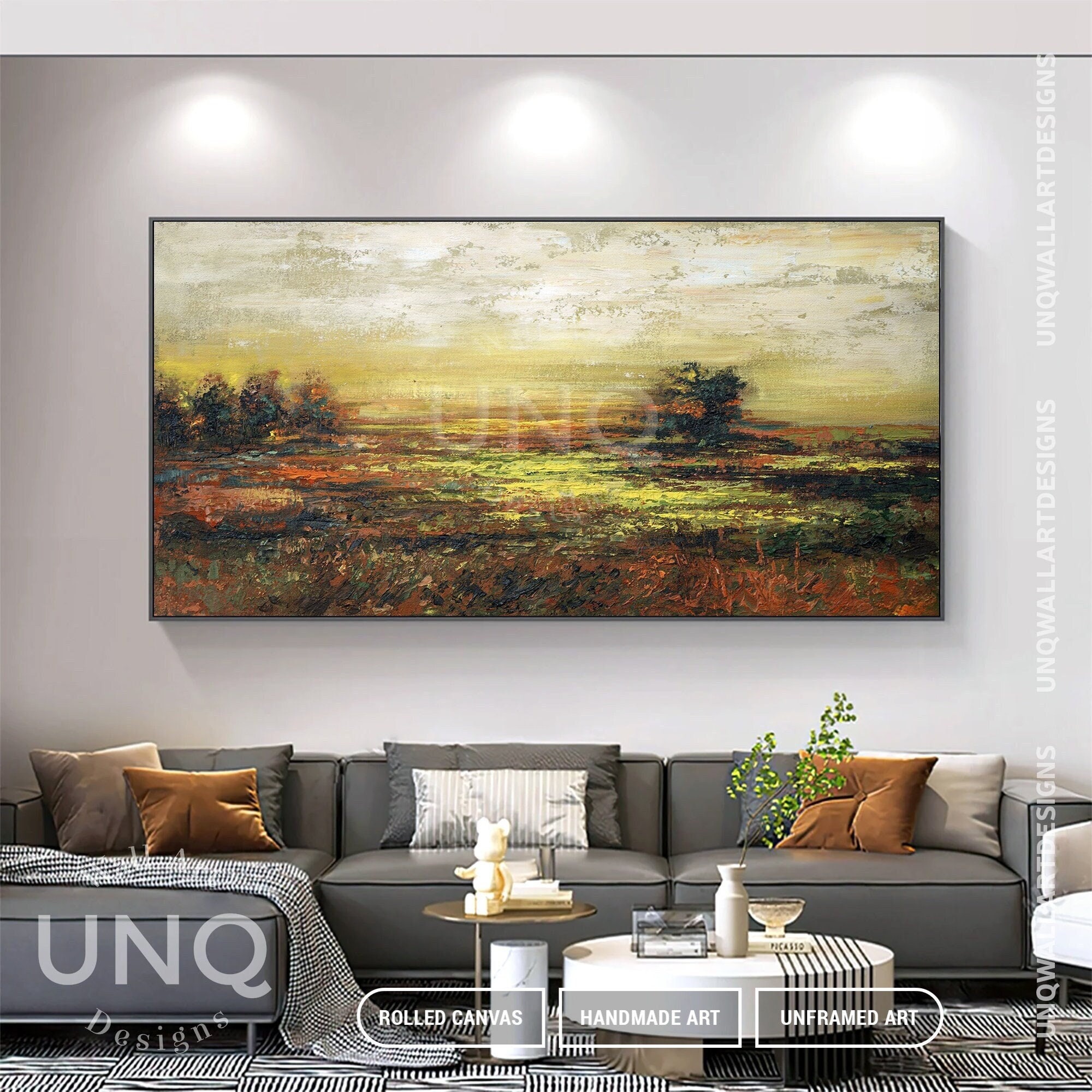 Pittura a olio moderna di grandi dimensioni Stampa Wall Art Landscape  Poster Autumn Tree Picture Canvas Painting for Living Room Home Decor :  : Casa e cucina