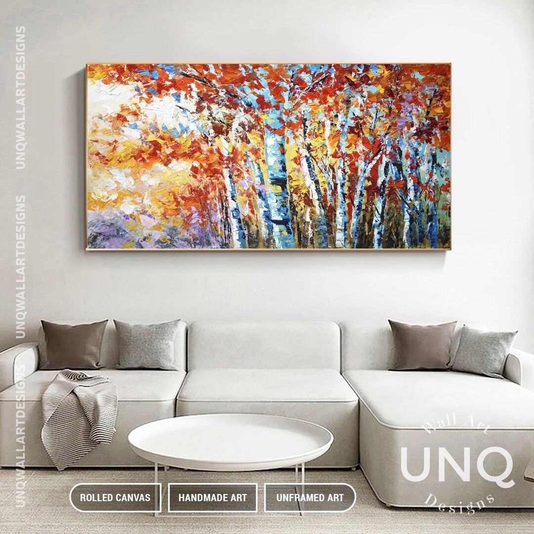 Original Birch Tree Abstract Artwork, Forest Tree Original Art
