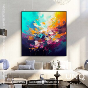Inteior & Colorful Oil Palette Knife Painting, Summer Field With Wild Flowers Abstract Painting, Original Modern Acrylic Red Orange Wall Art