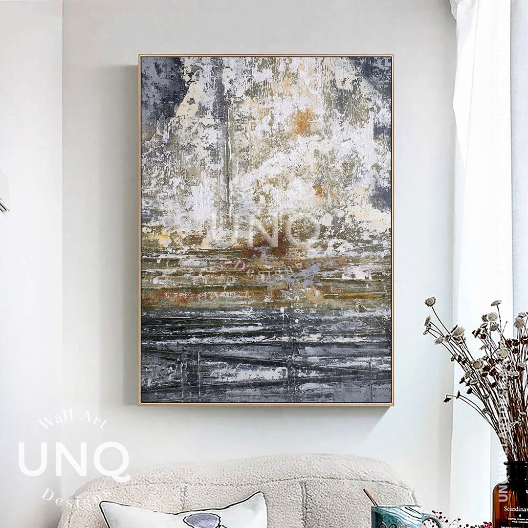 Original Textured Boho Wall Art Dark Gray Minimalist Abstract Etsy