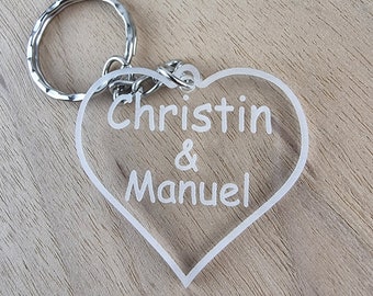 Keychain Heart Engraving Acrylic Couple Valentine's Day Gift Name Auto Love Shield Partner