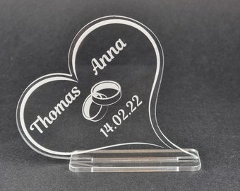 Wedding Gift Engraving Heart Decoration Display Acrylic Name Love Valentine's Day