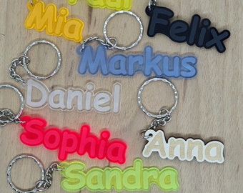 Keychain with engraving Wood Acrylic Colors Name Pendant personal gift Wish text Gift idea Colored individual