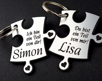 Bowl Pendant Personalized with Name Puzzle Solid Acrylic Glass Couple Gift Idea Engraving Wedding Date Wedding Day