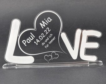 Stand Engraving Wedding Gift Wish Text Engraving Love Acrylic Gift Idea Valentine's Day Wedding Personalized Individual Lettering