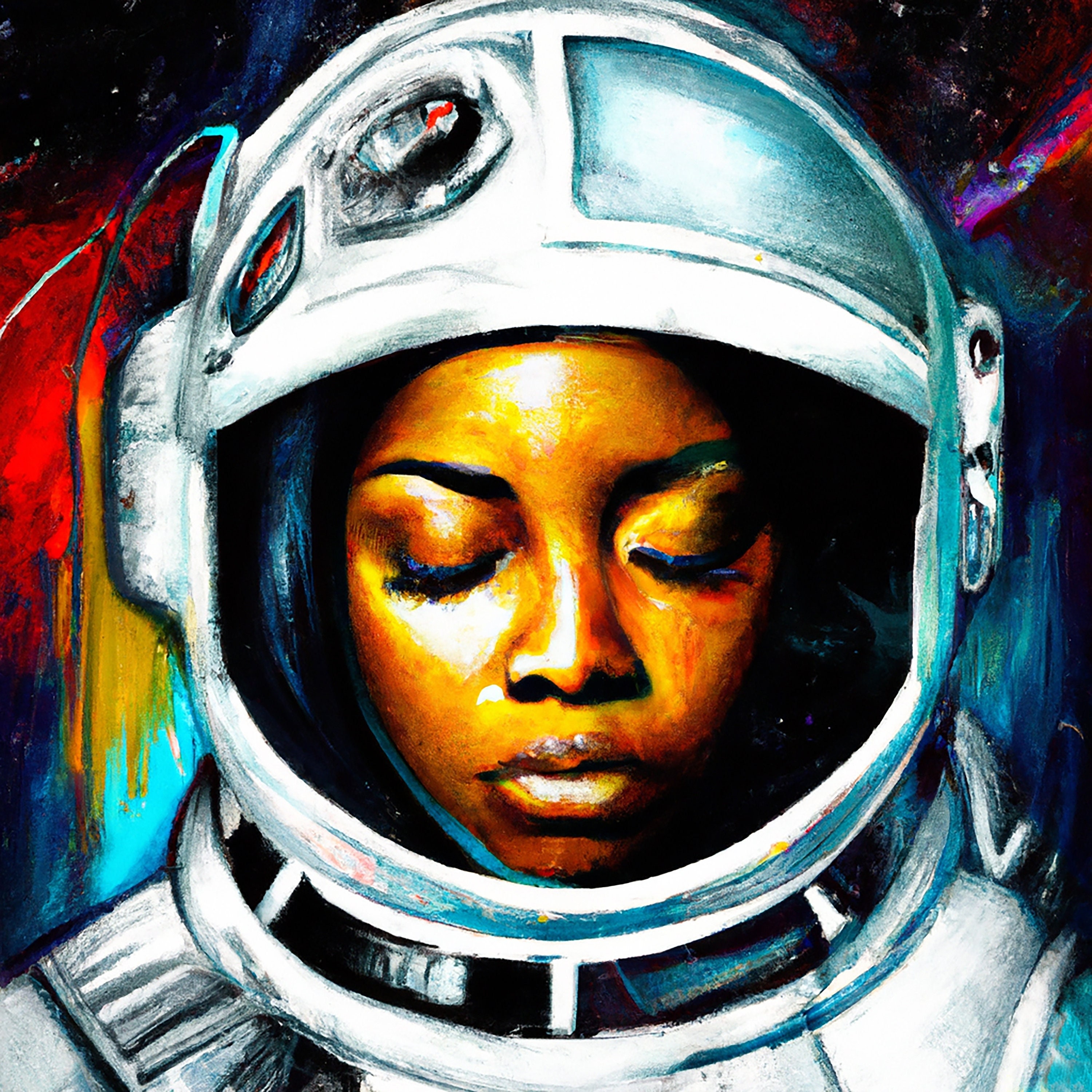 Woman of Color Painting Wall Decor Art Print. Astronaut - Etsy