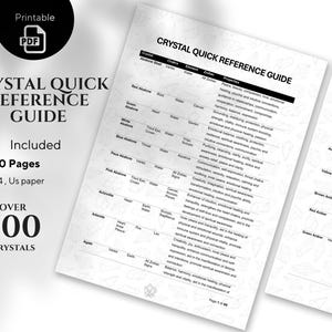 Crystal Quick Reference Guide - 700 Crystals, Chakra, Element, Zodiac & Properties - 80 Pages Printable