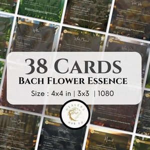 Bach Flower Remedy Cards - Helende eigenschappen Referentie - Afdrukbare PDF | Canva-sjabloon | Post op sociale media - Bevestigingskaart voor emotioneel evenwicht