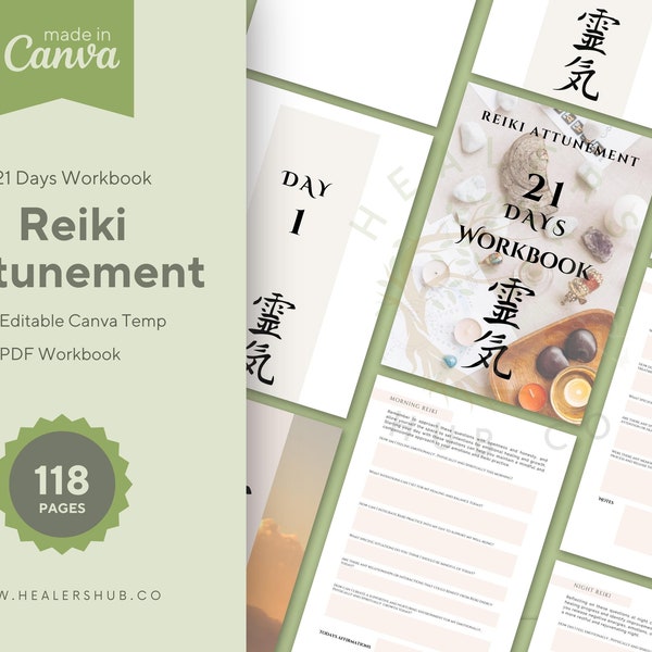 Reiki Workbook - 21-Day Attunement Workbook  Daily emotional , Spiritual and Physical Wellbeing