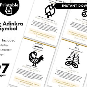 Adinkra Symbols: A7 / A6 Printable Cards - Meanings, Origins & Proverbs