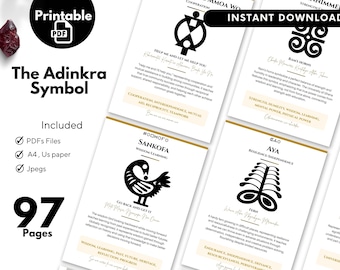 Symbole Adinkra: Karty do druku A7/A6 - Znaczenia, pochodzenie i przysłowia
