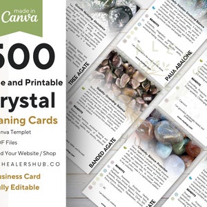 Crystal Cards : editable , Textable and Printable Meaning Card for Personal Use and Crystal Shops