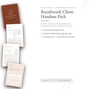 Breathwork Client Handouts Printable 20 Sheets Practitioner Take Home Yoga Teacher Pack