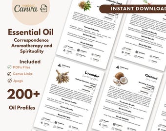 200+ Essential Oil Cards: Aromatherapy Cheat Sheets (Canva & PDF)