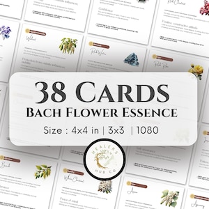 Cartões de remédios florais de Bach 1080 - Referência de características de cura - PDF para impressão | Modelo Canva | Postagem nas redes sociais - Equilíbrio Emocional