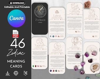 46  Editable and printable zodiac signs Meaning cards