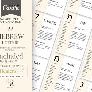 Hebrew Alphabet Educational Cards: Mystical Meanings (JPEG & PDF Downloadable A6 Prints)