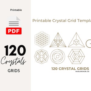120 Printable Crystal Grids Templets | 120 Sacred Geometry Templets | 120 Crystal Grids Layouts | 120 Printable Crystal Grid Templates PDF