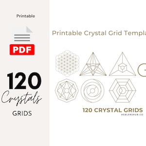 120 Printable Crystal Grids Templets | 120 Sacred Geometry Templets | 120 Crystal Grids Layouts | 120 Printable Crystal Grid Templates PDF