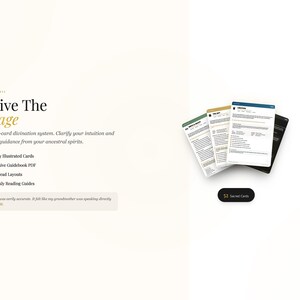 Peut inclure: L'image pr&eacute;sente un syst&egrave;me de divination intitul&eacute; &laquo;&nbsp;Receive The Message&nbsp;&raquo;. Il comprend un jeu de 52 cartes, un guide, des pr&eacute;sentations uniques et des guides de lecture quotidiens. Les cartes sont affich&eacute;es avec un bouton noir intitul&eacute; &laquo;&nbsp;52 Sacred Cards&nbsp;&raquo;.