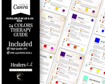Complete gids voor kleurentherapie/chromotherapie: 24 kleurinformatiebladen en referentietabellen - direct digitaal downloaden
