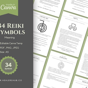 Paquete de símbolos de Reiki: tarjetas digitales con plantilla de Canva / Usui, Karuna, Shamballa y conjuntos mixtos /