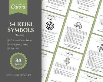 Reiki-symbolenbundel: digitale kaarten met Canva-sjabloon | Usui, Karuna, Shamballa & Gemengde Sets |