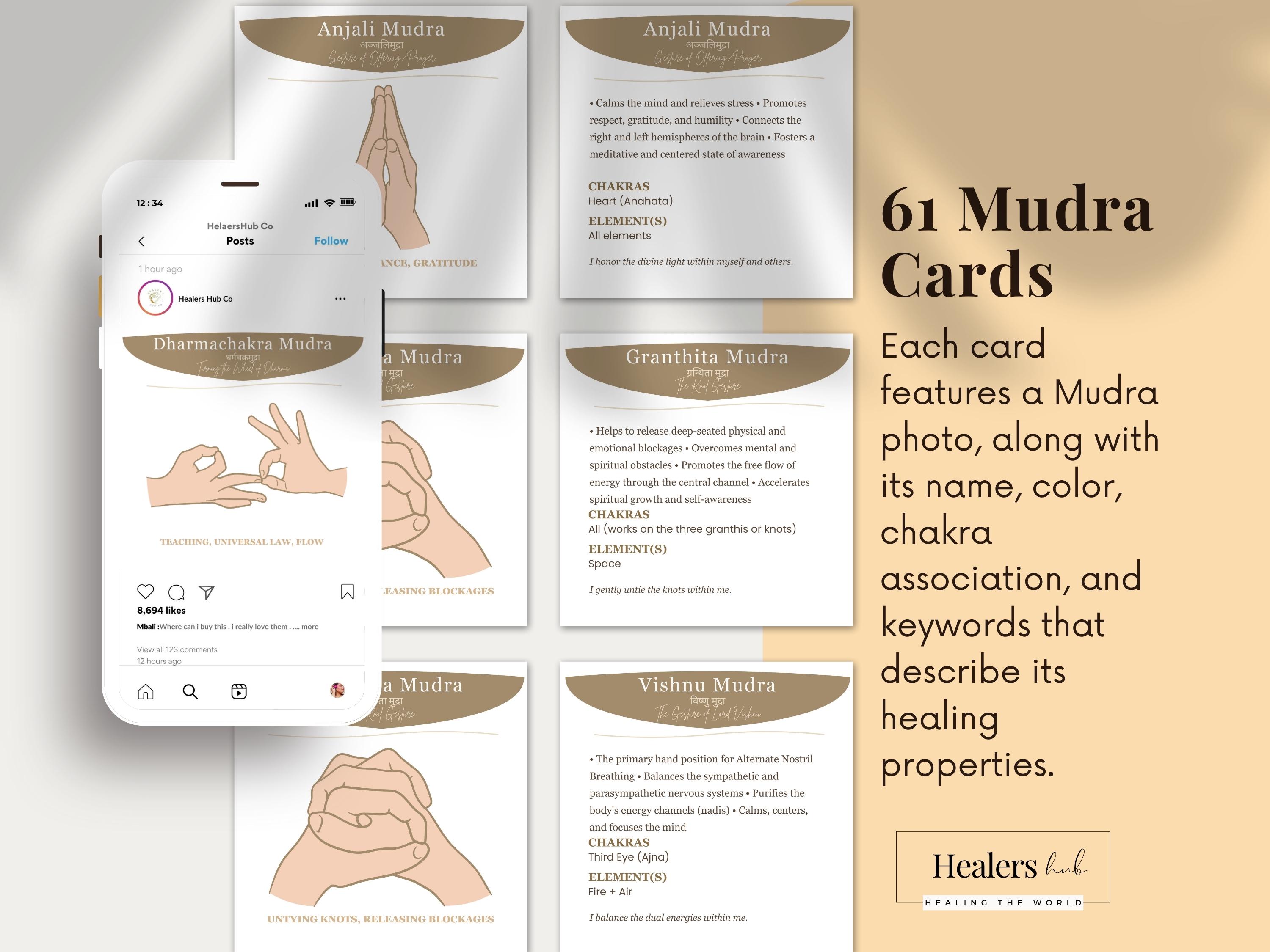Mudra Digital Cards With Canva Template – Yoga Hand Gestures, Chakras ...
