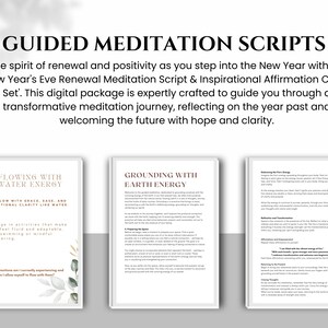 May include: A digital download of guided meditation scripts for the new year. The scripts are titled "Flowing with Water Energy" and "Grounding with Earth Energy".
