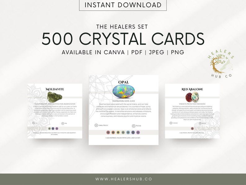 500 Editable and Printable Crystal Meaning Cards 1080 | Social Media ...