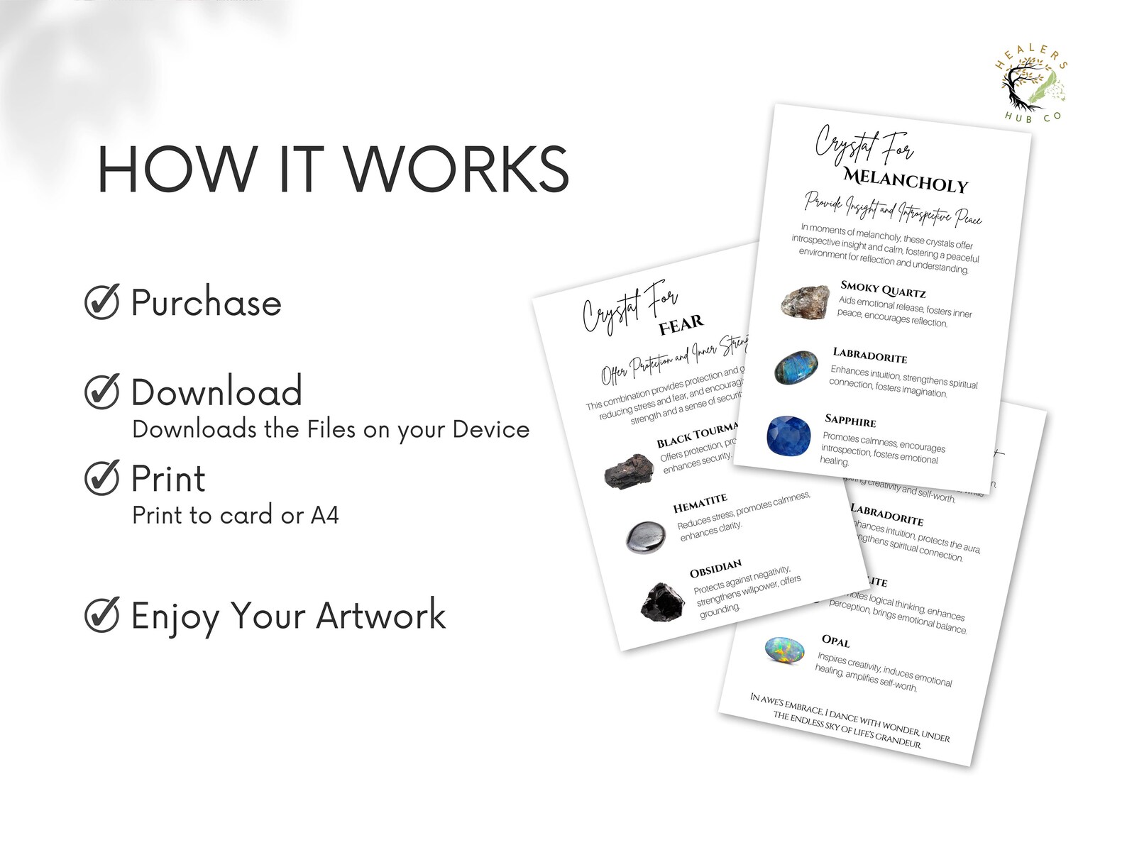 Crystal Message Cards Emotional Wellness Crystal Cards: Printable Healing Guide (editable) - Etsy