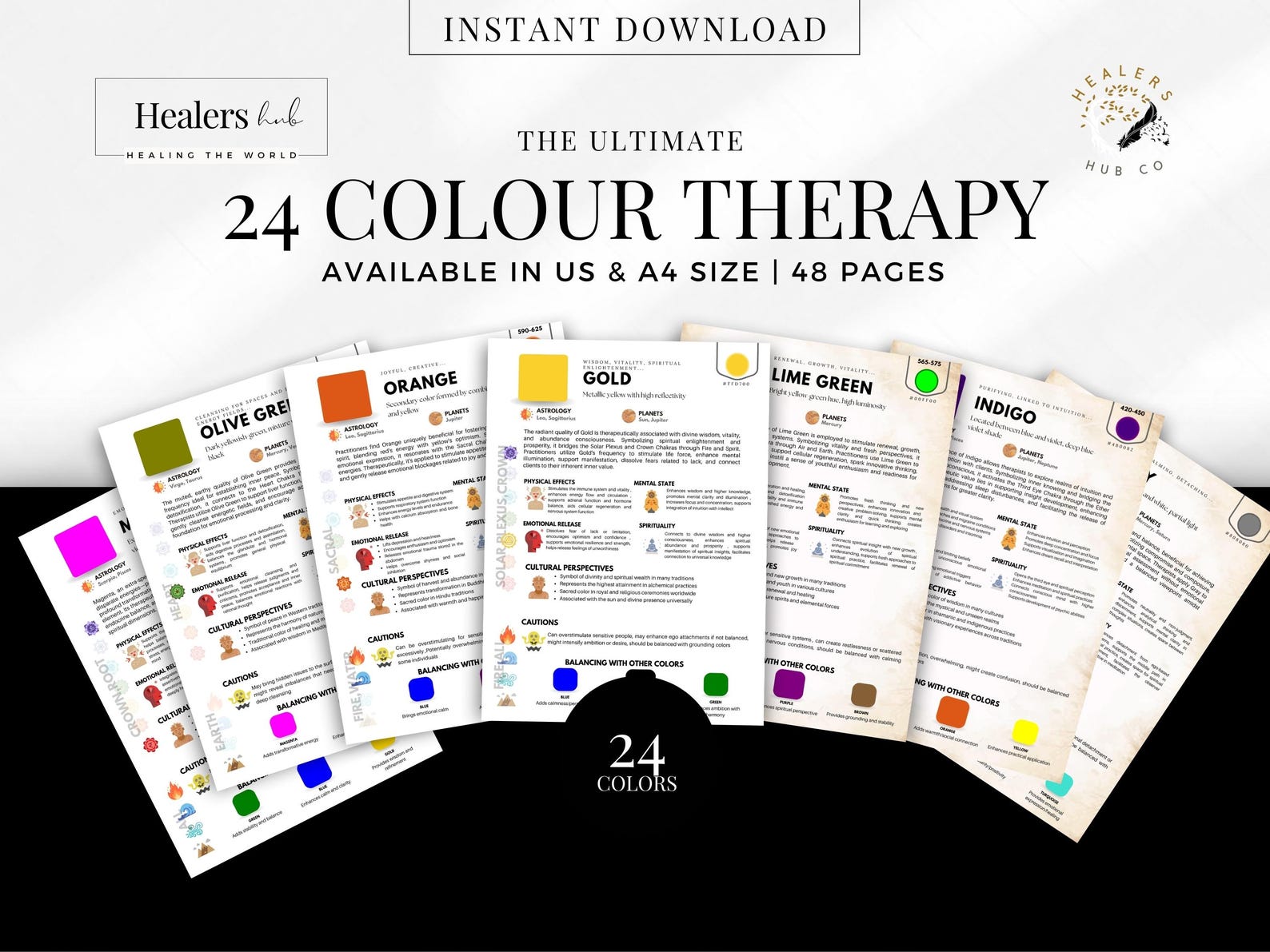 Complete Color Therapy / Chromotherapy Guide: 24 Color Fact Sheets ...
