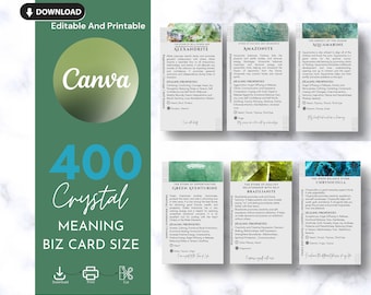 400 Editable and Printable Crystal Meaning Cards With Images , Chakras and Zodiacs Signs
